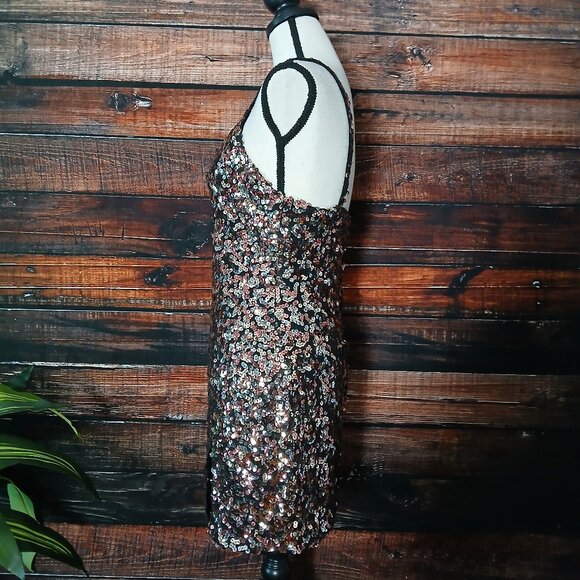 Reformation Mini Dress XS Jimmy Sparkle All Over Sequin Lined Side Slit Stretch - Picture 4 of 10
